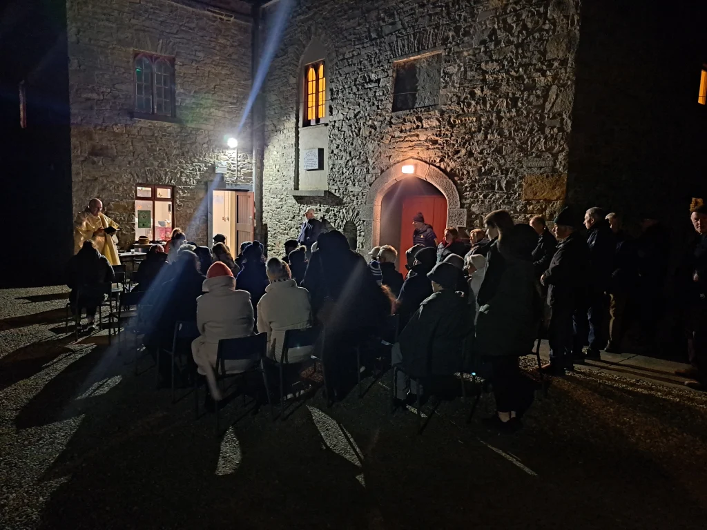 Dawn mass on Eater Sunday morning outside Labasheeda hall