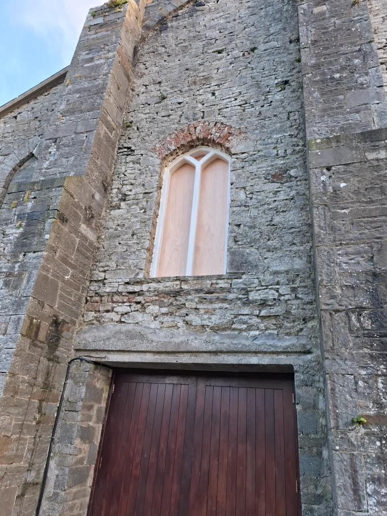 Windows being updated at Labasheeda Hall