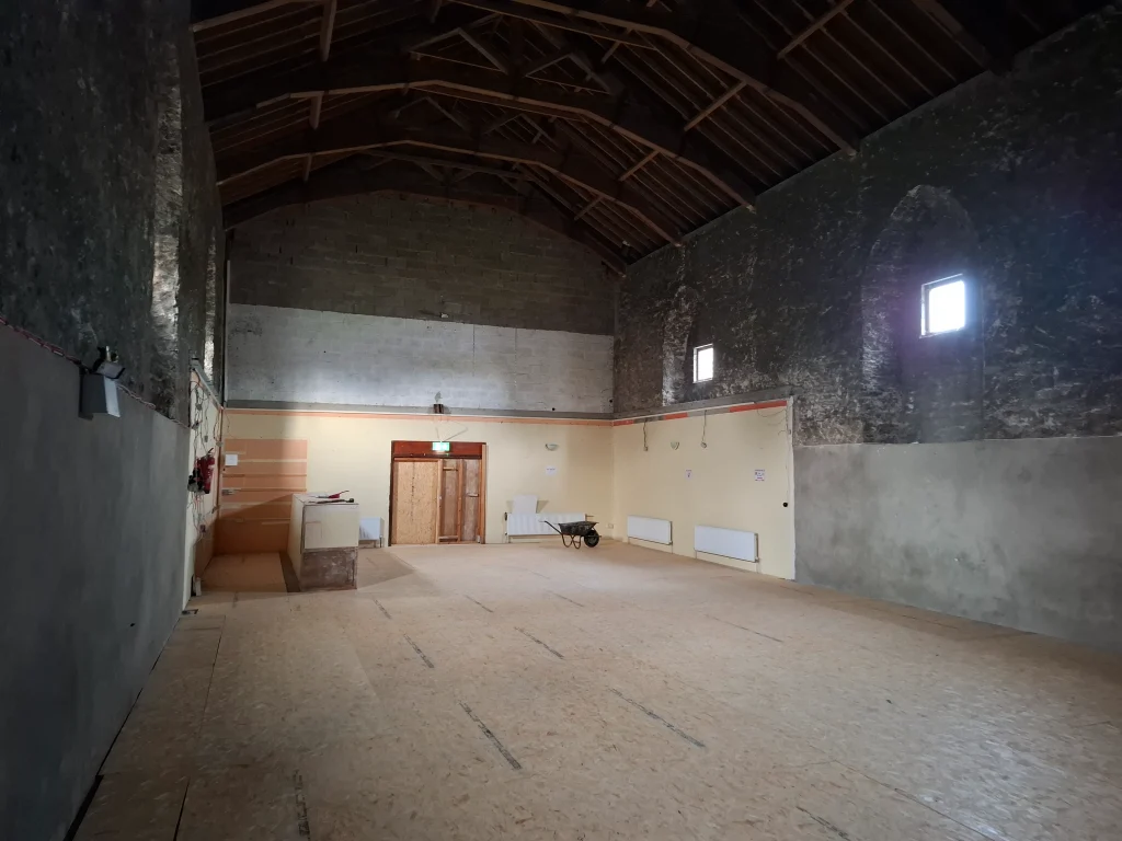 Interior of Labasheeda Hall during renovations