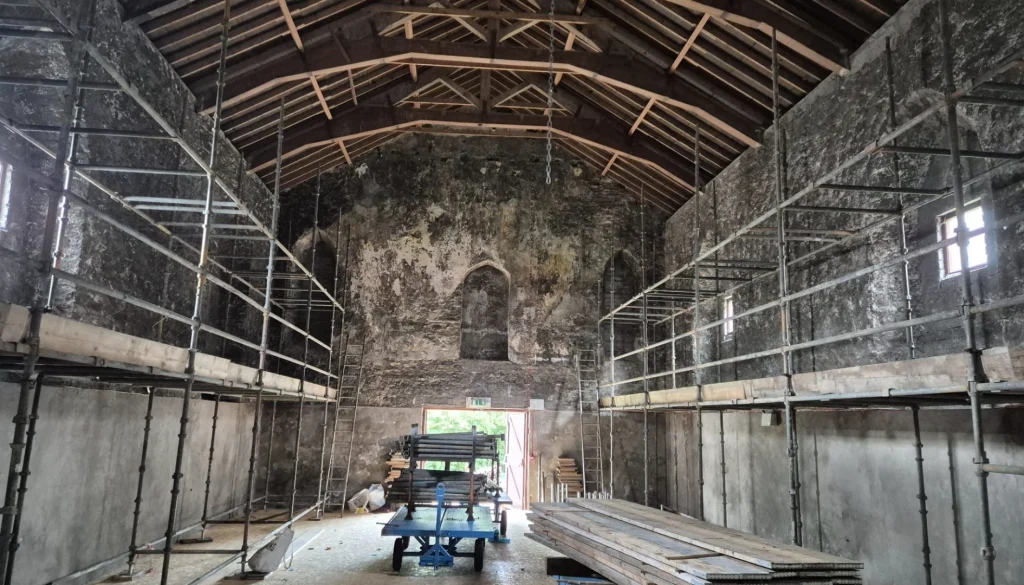 Interior of Labasheeda Hall just as renovations begin