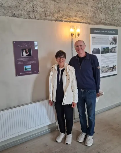 Jim and Amy Keane standing inside Labasheeda Hall